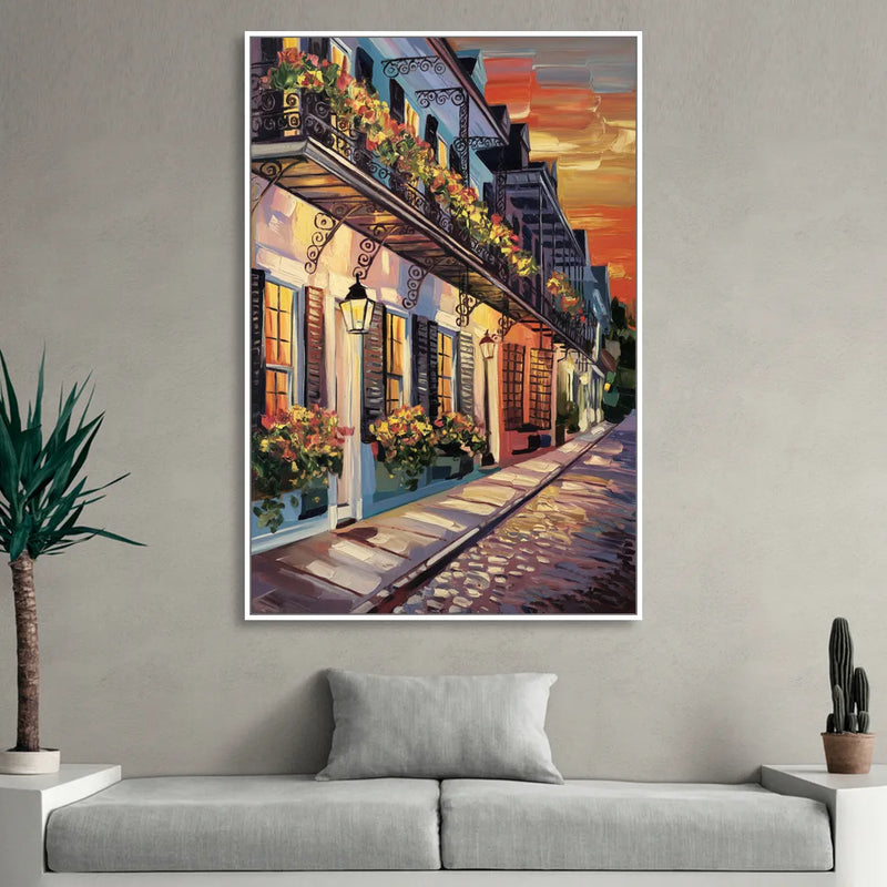 Charleston French Quarter Living Room - White Canvas Wall Art