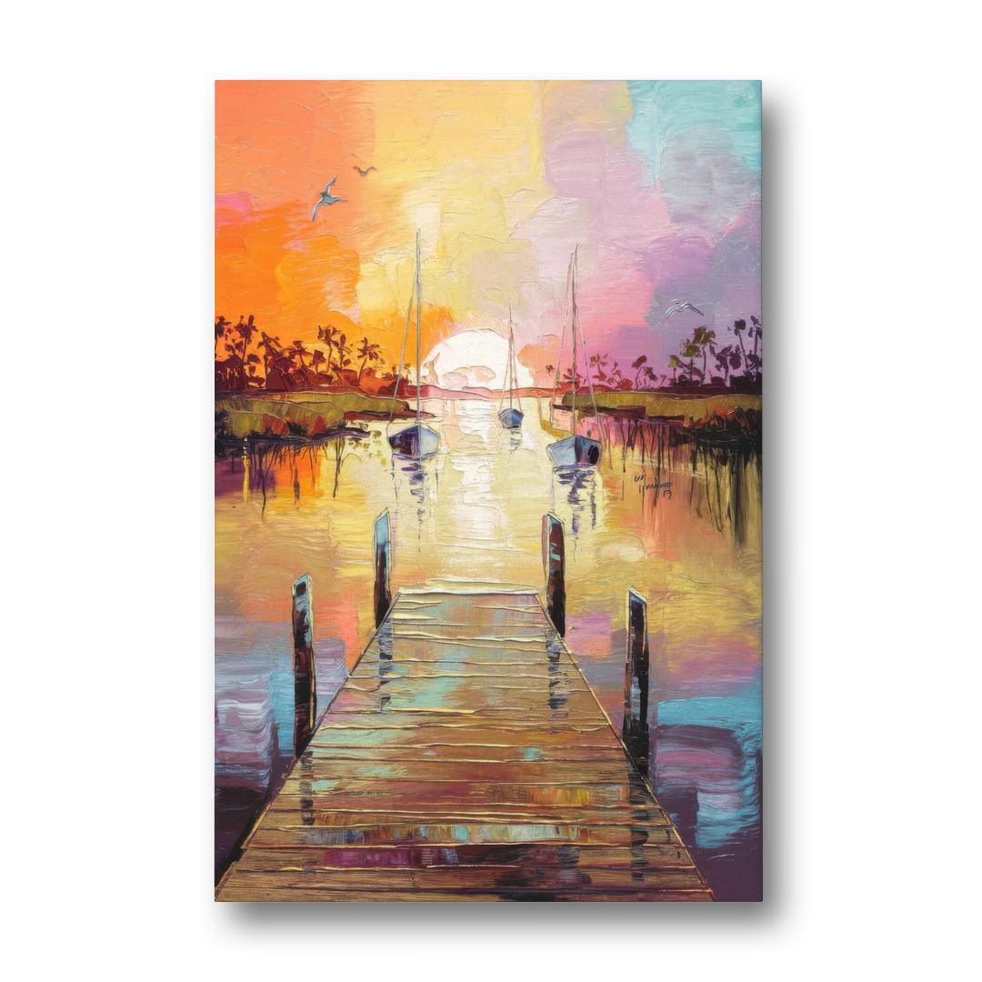 Charleston Harbor at Sunset - Canvas Wall Art - Front