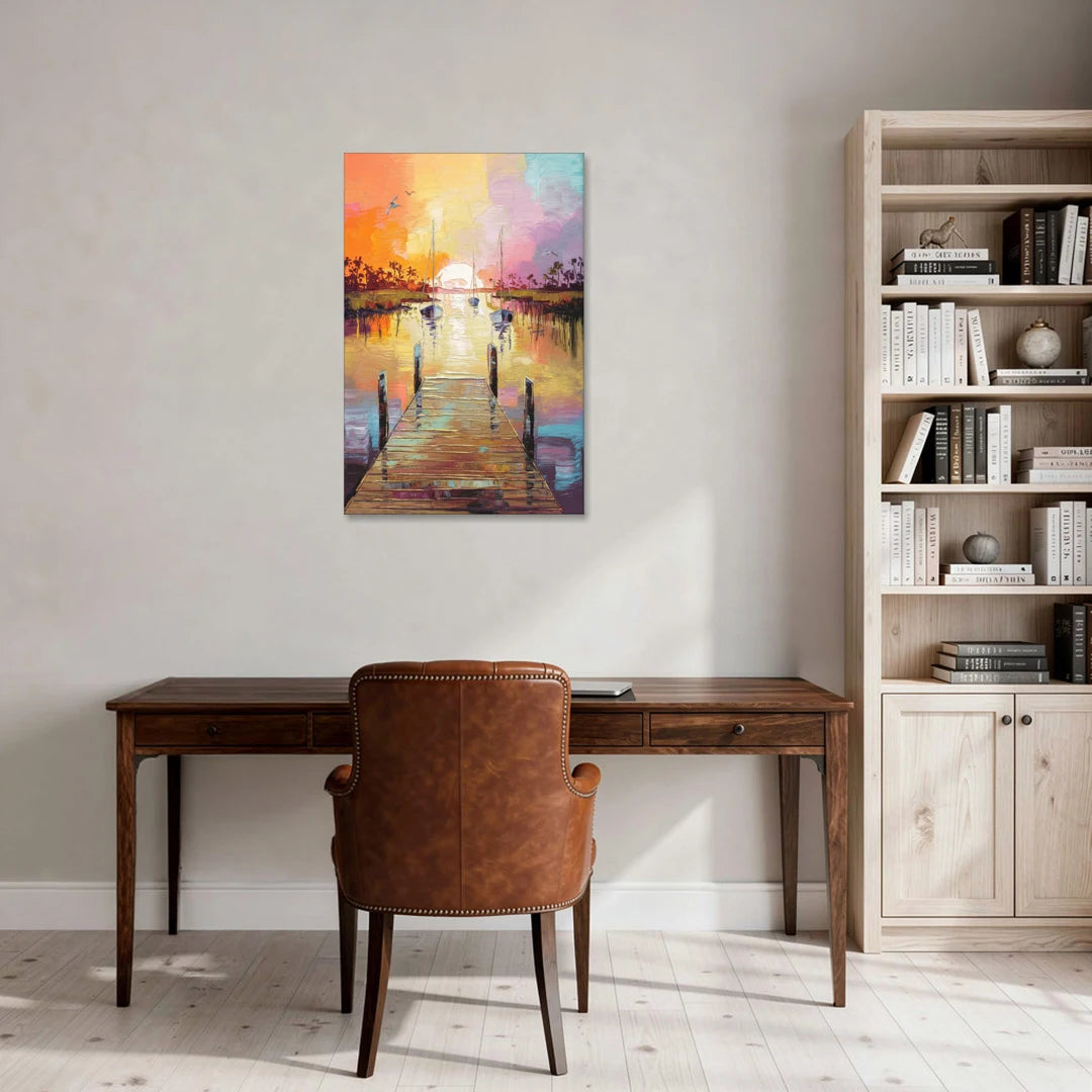 Charleston Harbor at Sunset - Canvas Wall Art - Office - 24x36