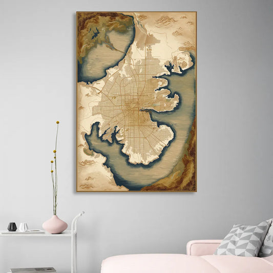Charleston Map Design Living Room - Canvas Wall Art