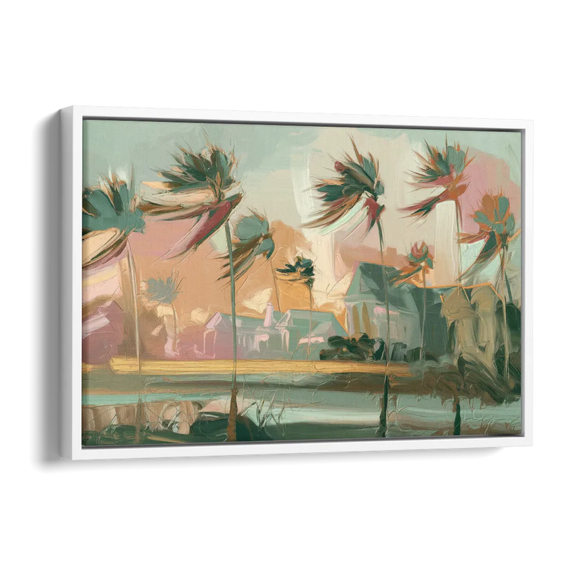 Charleston Palmetto Trees Side - White Canvas Wall Art