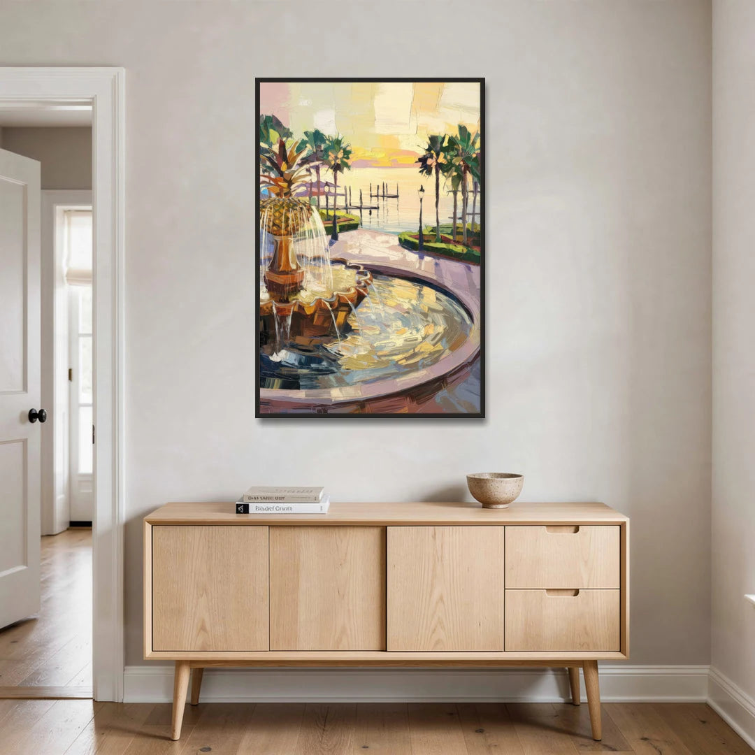 Charleston Waterfront Park - Black Framed Canvas Wall Art - Coffee Table - 32x48