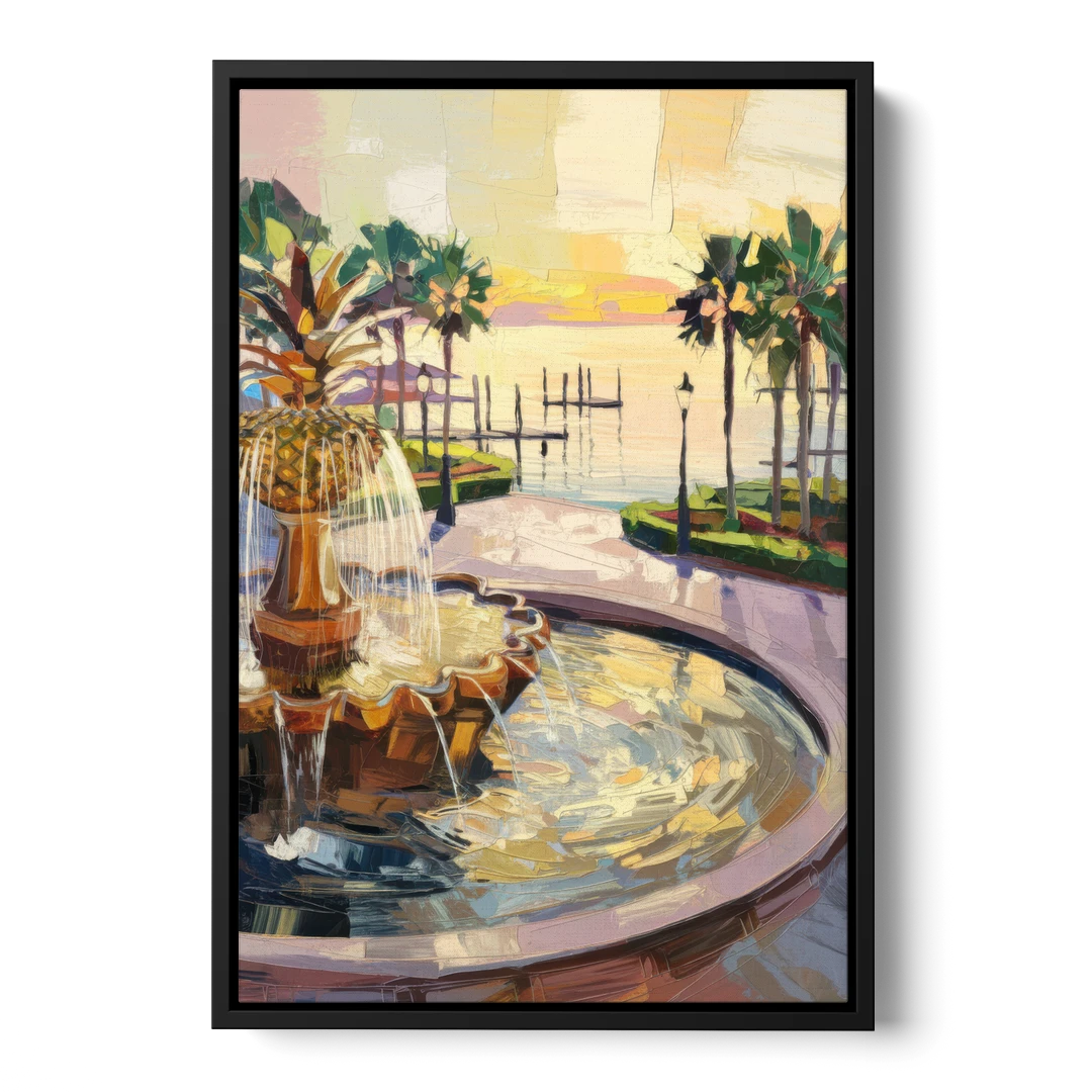 Charleston Waterfront Park - Black Framed Canvas Wall Art - Front