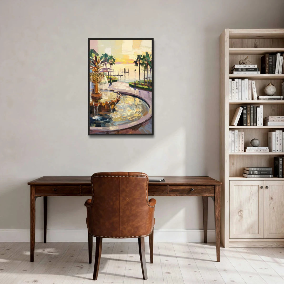 Charleston Waterfront Park - Black Framed Canvas Wall Art - Office - 24x36