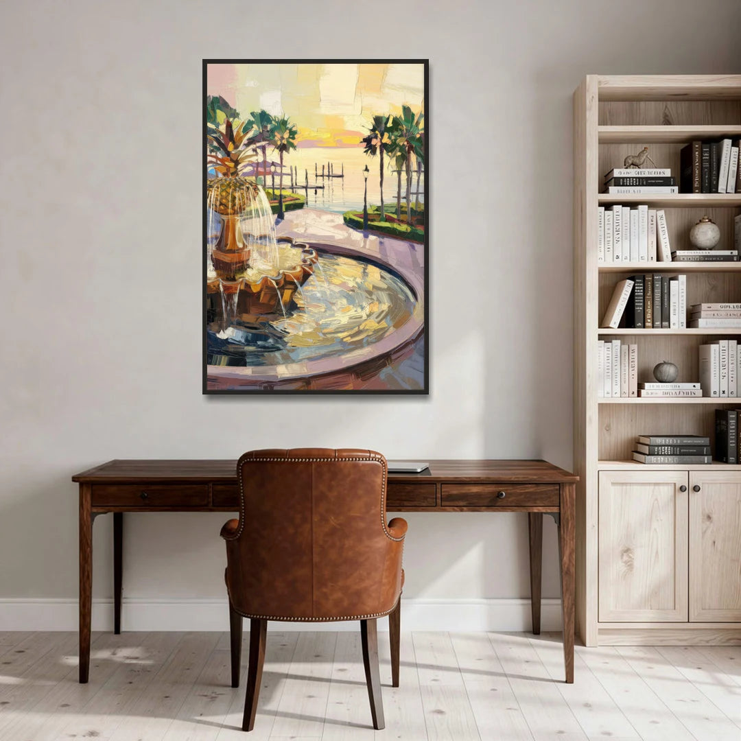 Charleston Waterfront Park - Black Framed Canvas Wall Art - Office - 32x48