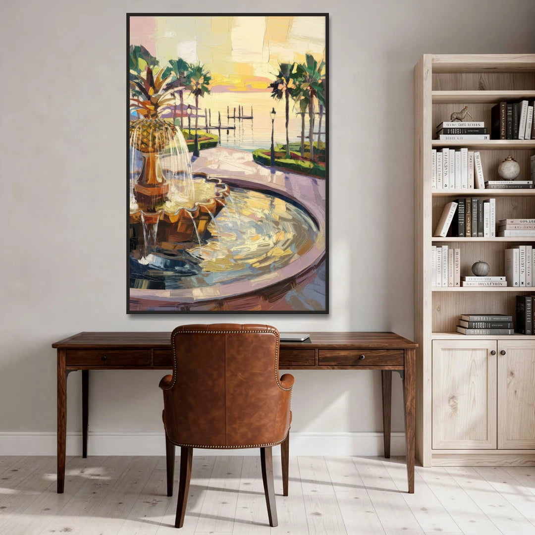Charleston Waterfront Park - Black Framed Canvas Wall Art - Office - 40x60