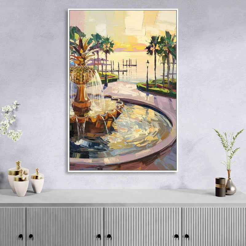 Charleston Waterfront Park Sitting Room - White Canvas Wall Art