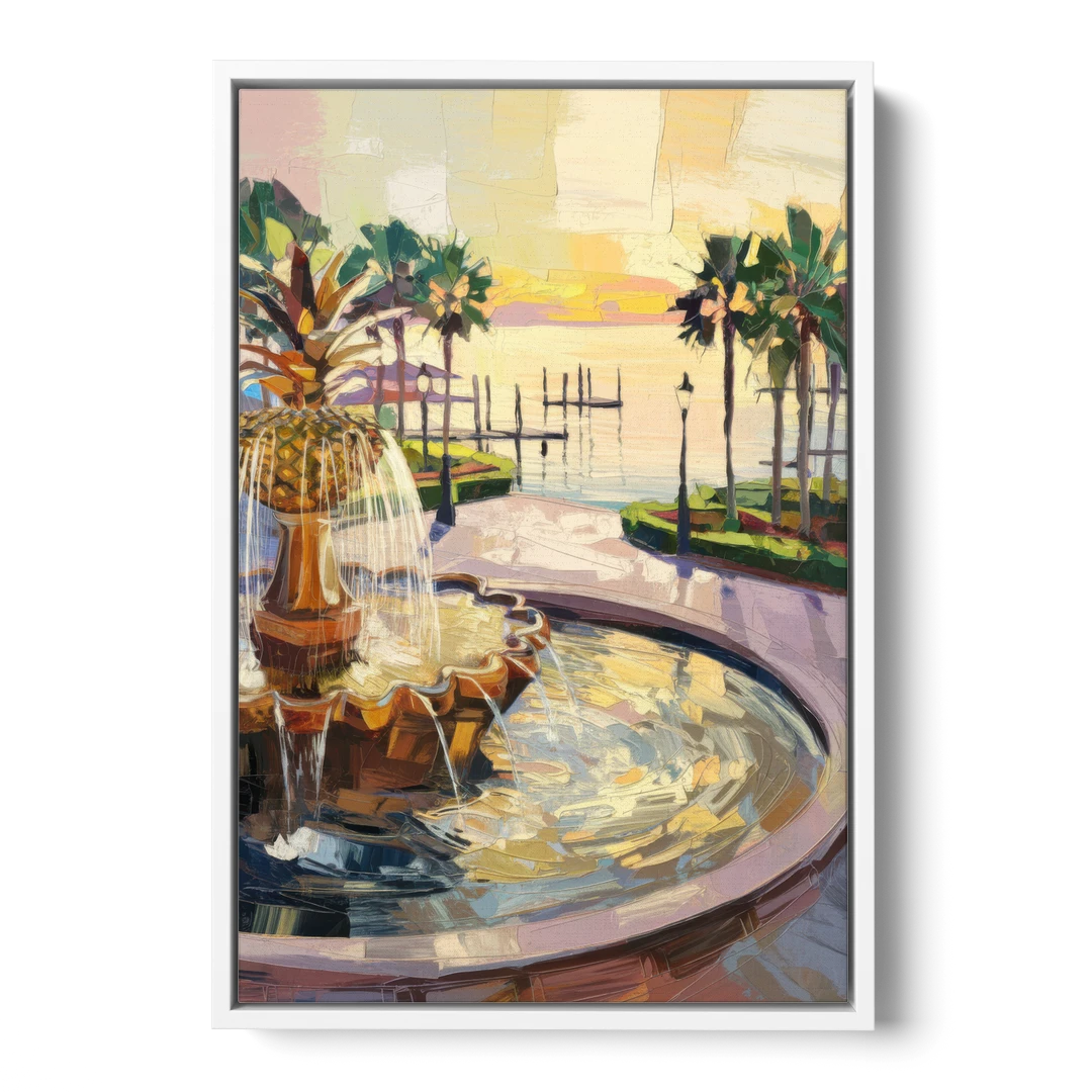 Charleston Waterfront Park - White Framed Canvas Wall Art - Front