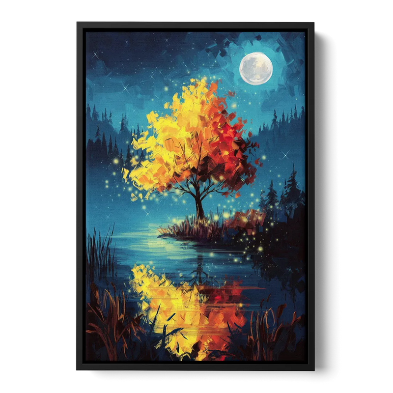 Charlotte Nighttime Glow Front - Black Canvas Wall Art