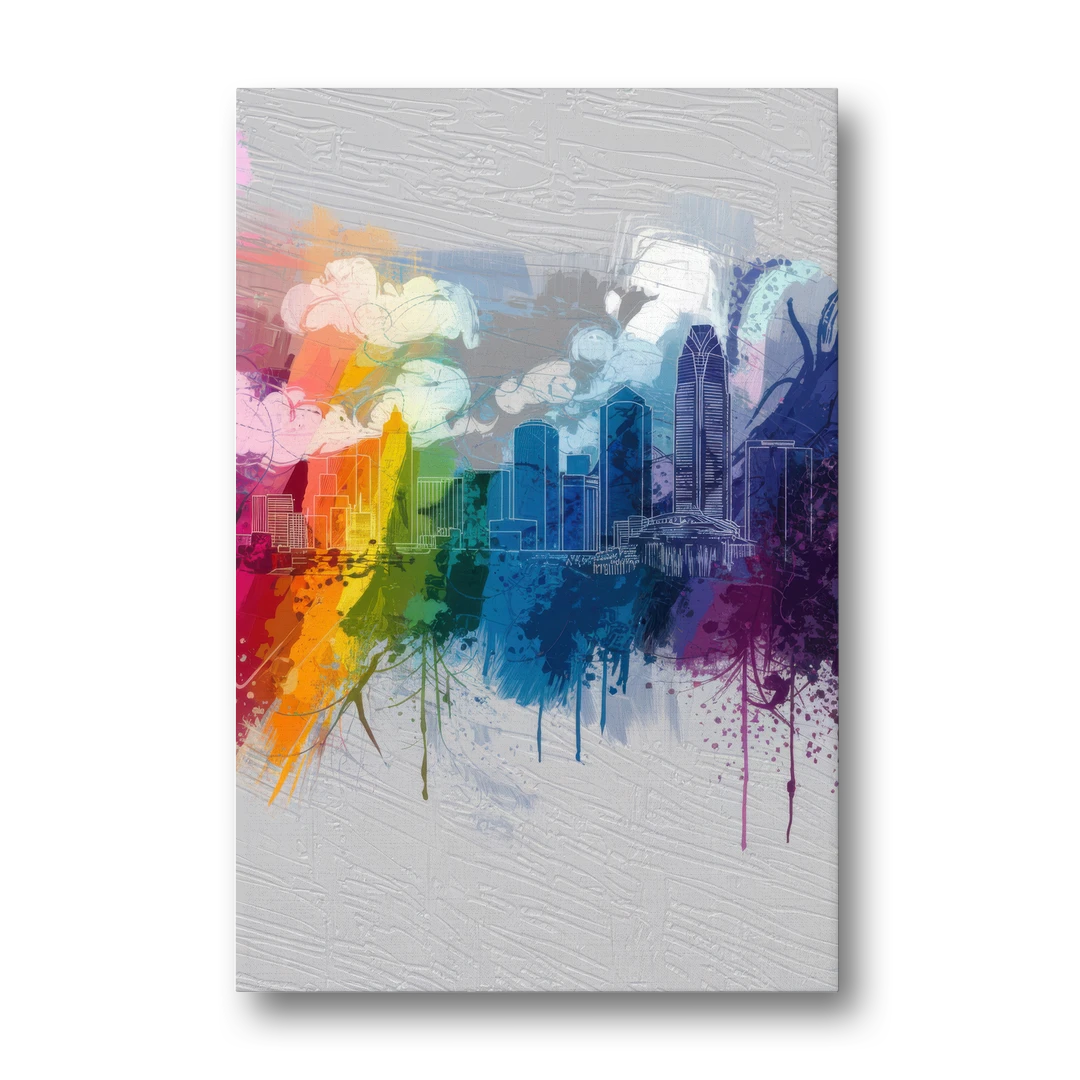 Charlotte Skyline Abstract Design - Canvas Wall Art - Front
