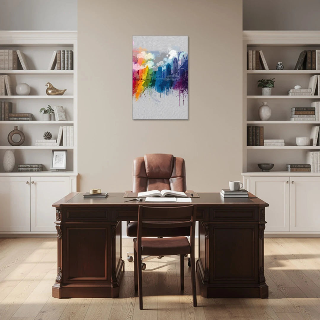 Charlotte Skyline Abstract Design - Canvas Wall Art - Office - 24x36