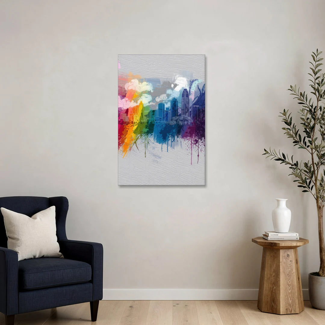 Charlotte Skyline Abstract Design - Canvas Wall Art - Sofa - 24x36
