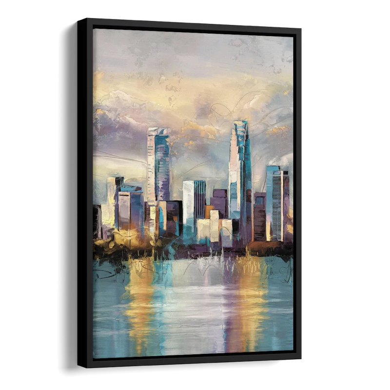Charlotte Uptown Skyline Side - Black Canvas Wall Art