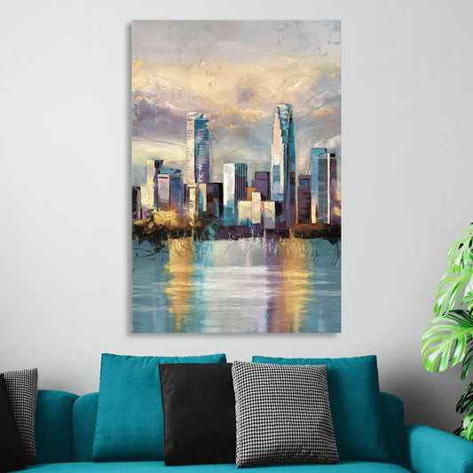 Charlotte Uptown Skyline Living Room - Canvas Wall Art