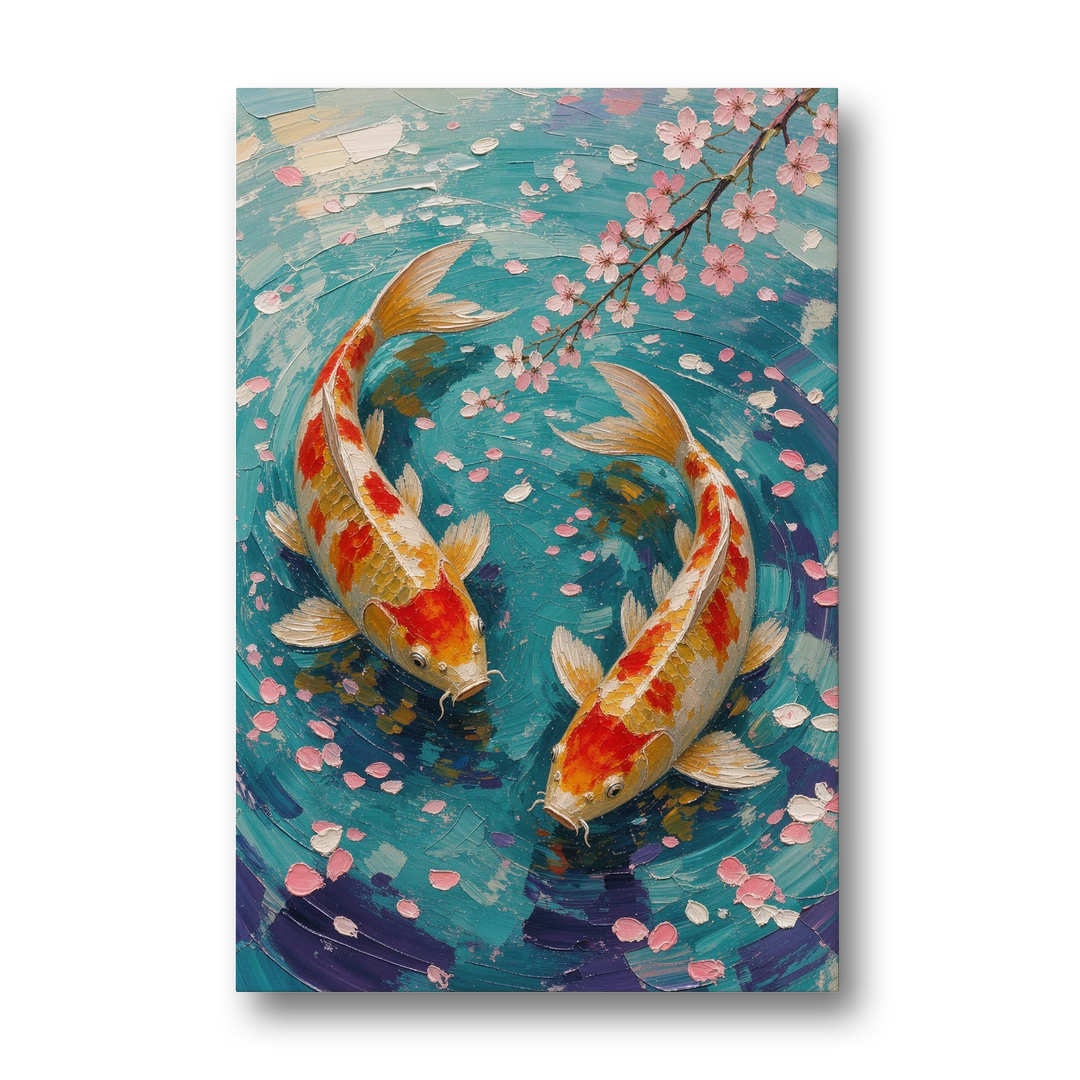 Cherry Blossom Koi Pond - Canvas Wall Art - Front
