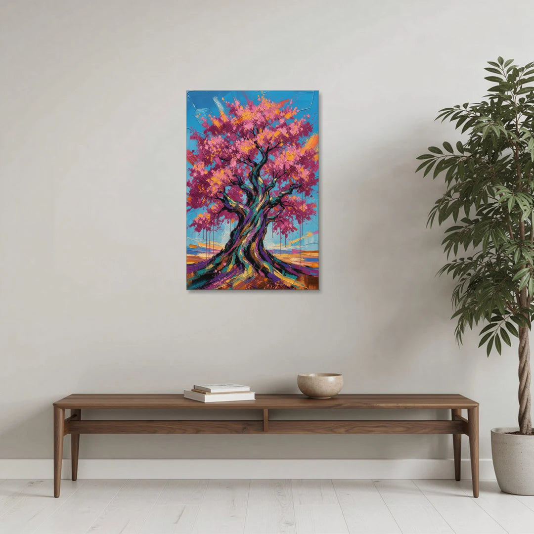 Cherry Blossom Tree Canvas with Twisted Trunk - Canvas Wall Art - Coffee Table - 24x36