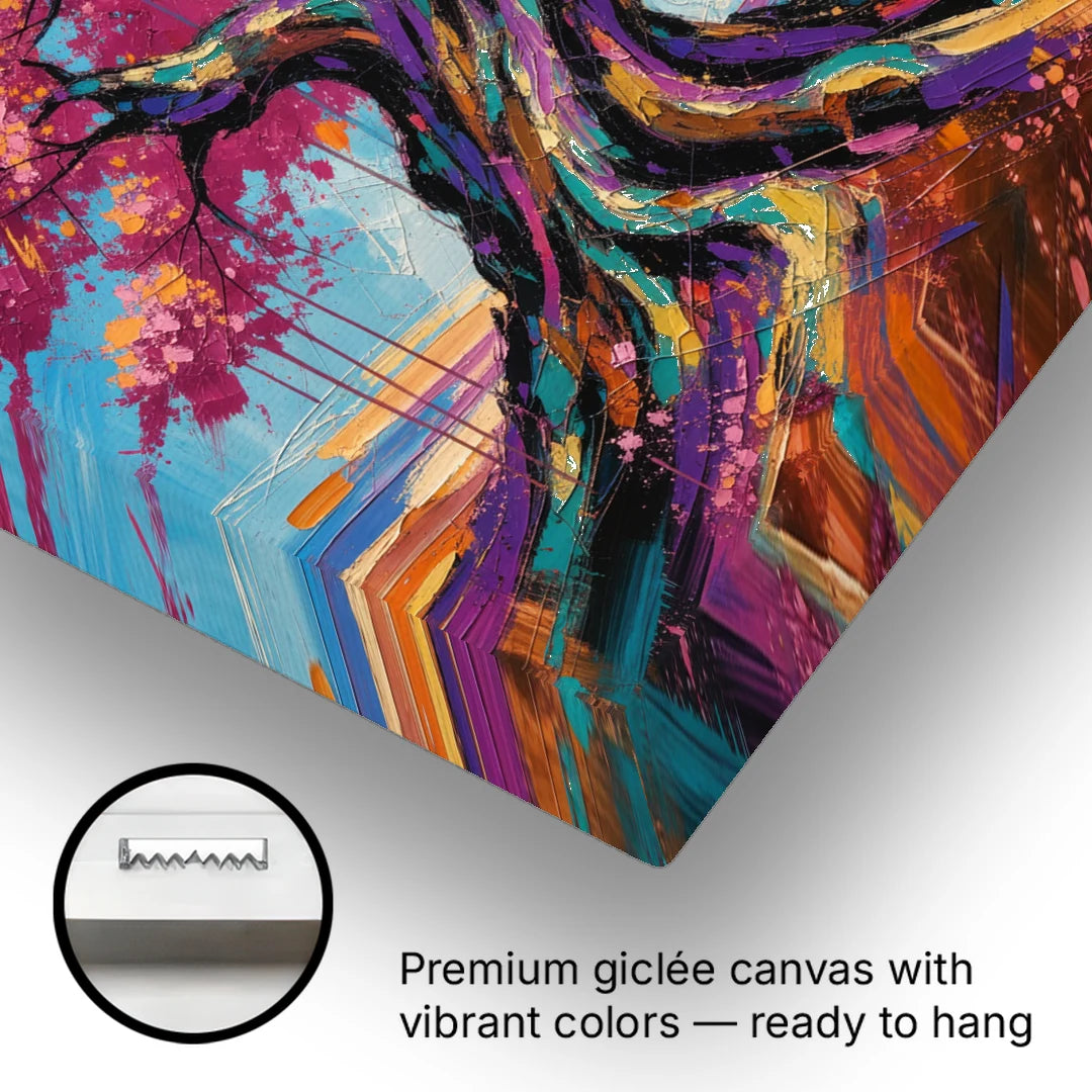 Cherry Blossom Tree Canvas with Twisted Trunk - Canvas Wall Art - Gallery Wrap Corner
