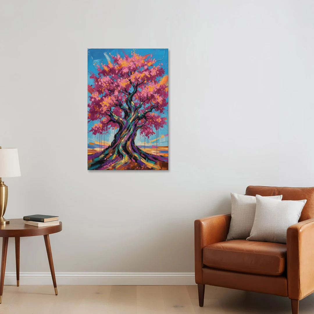 Cherry Blossom Tree Canvas with Twisted Trunk - Canvas Wall Art - Sofa - 24x36