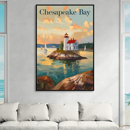 Chesapeake Bay Nautical Charm Living Room - Black Canvas Wall Art