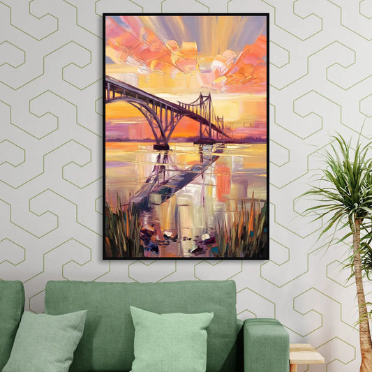 Chesapeake Bridge Panorama Living Room - Black Canvas Wall Art