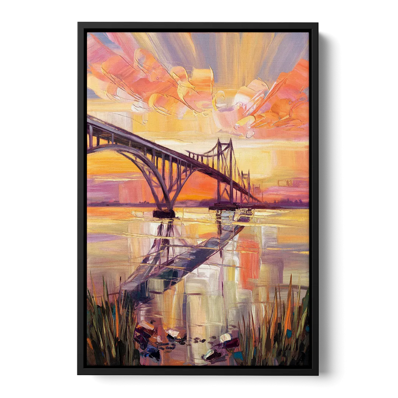Chesapeake Bridge Panorama Front - Black Canvas Wall Art