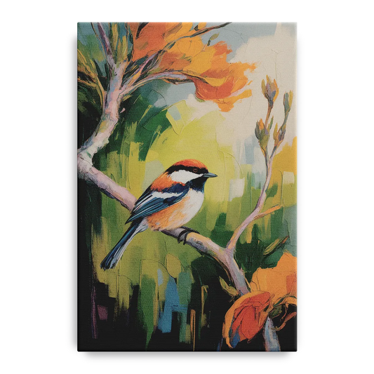 Chic Chickadee Charm - Canvas Wall Art