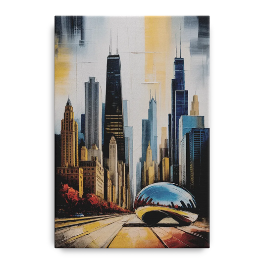 Chicago 3D Layered Skyline Perspective - Canvas Wall Art