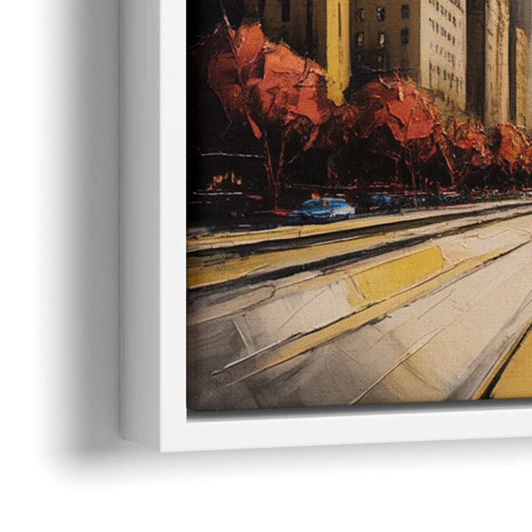 Chicago 3D Layered Skyline Perspective - Close-Up White Frame Canvas