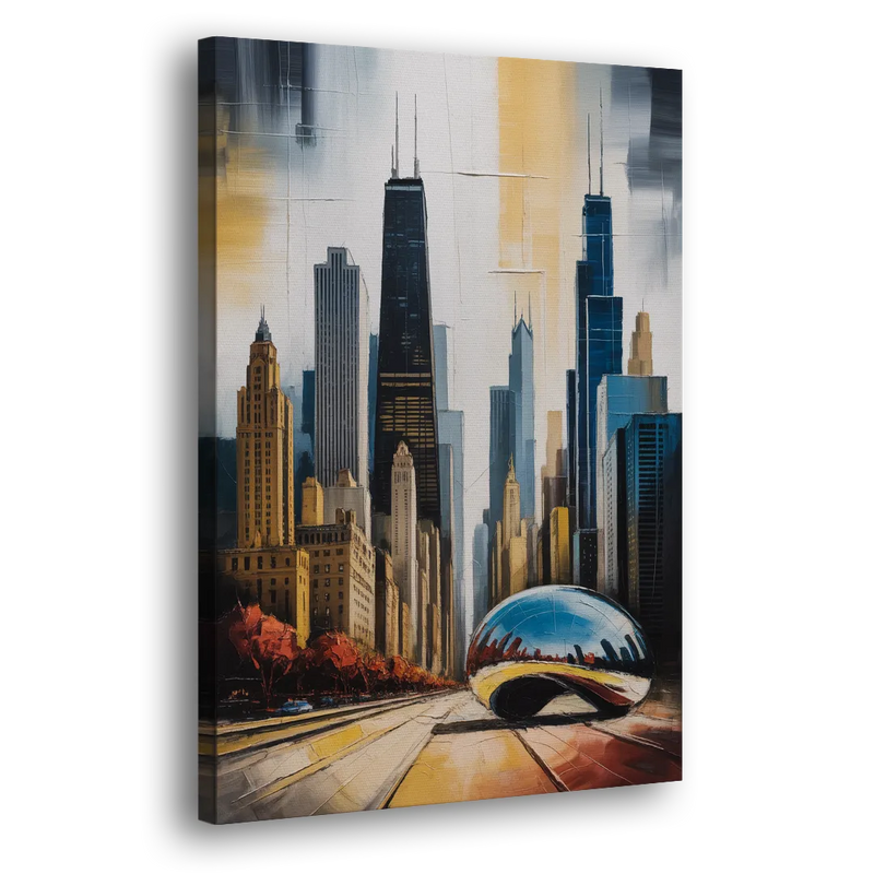 Chicago 3D Layered Skyline Perspective - Canvas Print Art Sides