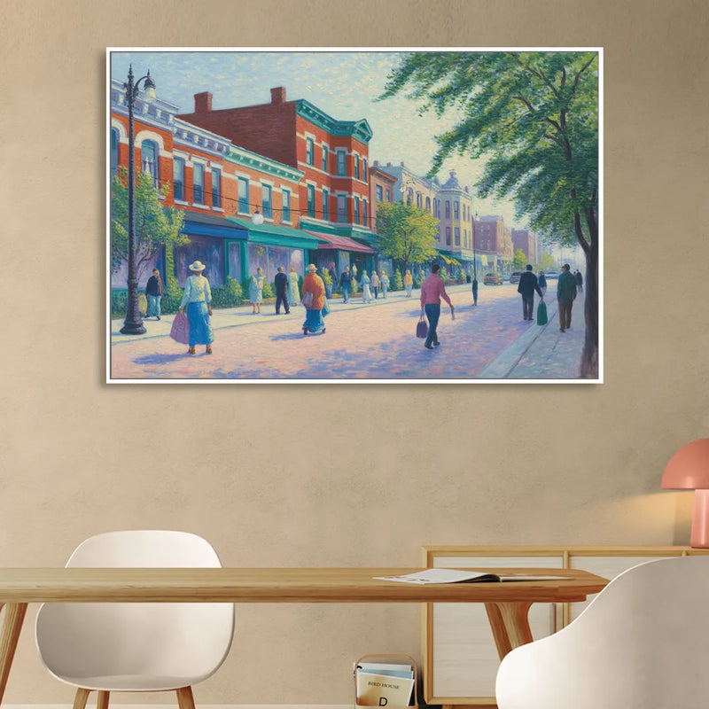 Chicago Andersonville Cultural Heritage Living Room - White Canvas Wall Art