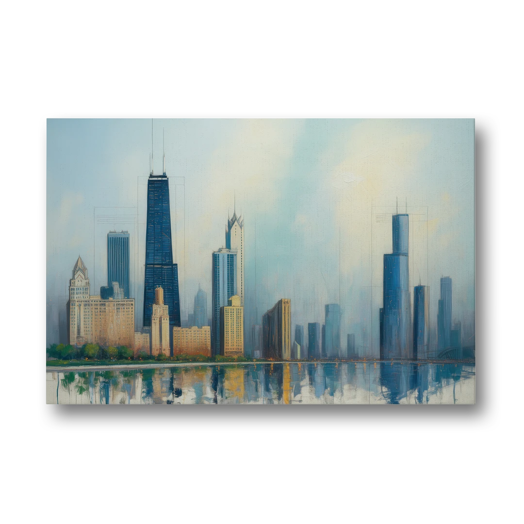 Chicago Architectural Blueprint Series - Canvas Wall Art - Front
