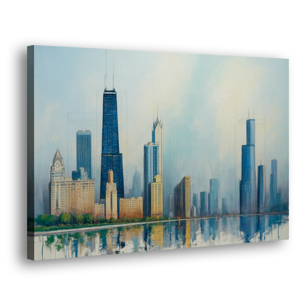 Chicago Architectural Blueprint Series - Canvas Print Art Sides
