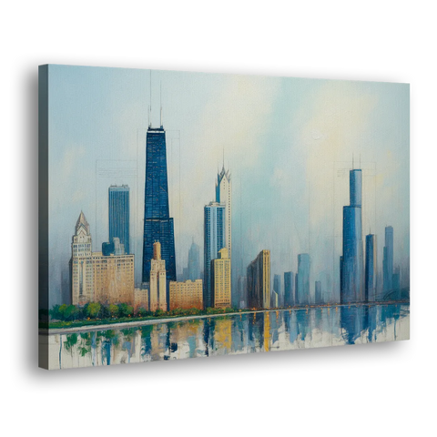 Chicago Architectural Blueprint Series - Canvas Wall Art