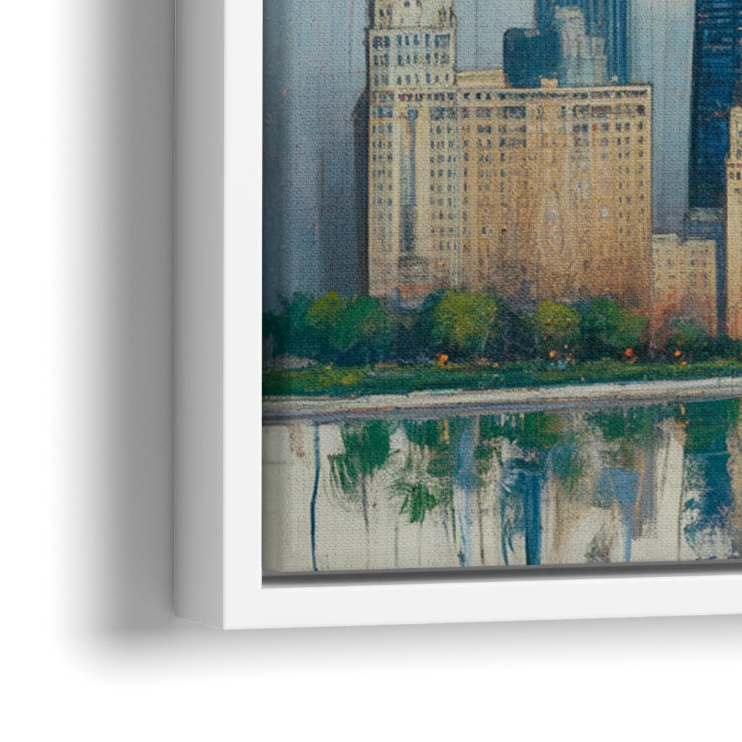 Chicago Architectural Blueprint Series - Close-Up White Frame Canvas