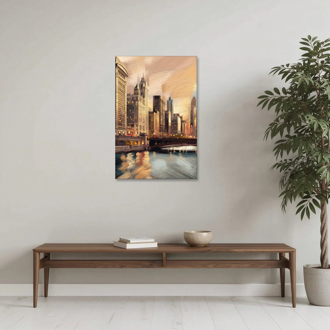 Chicago Architecture and Landmarks - Canvas Wall Art - Coffee Table - 24x36