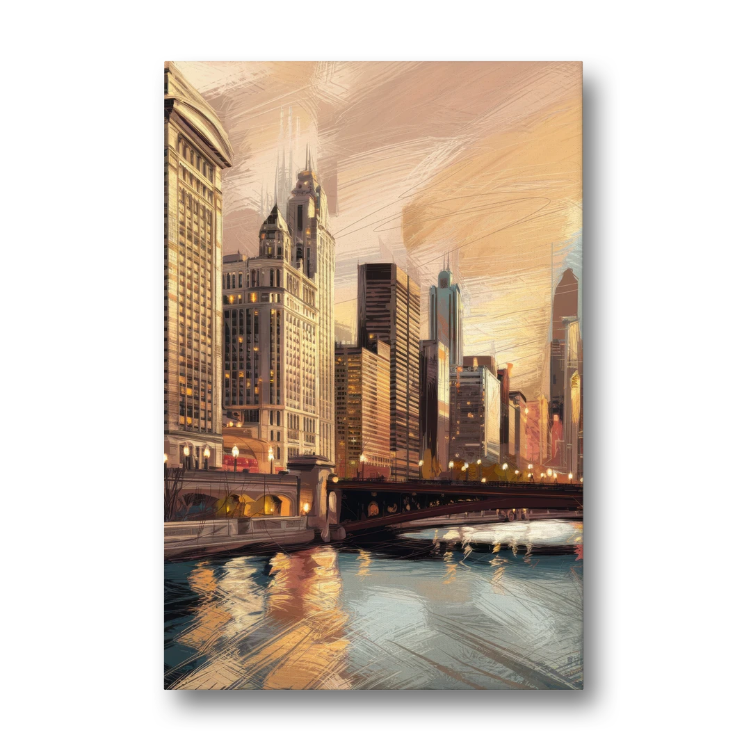 Chicago Architecture and Landmarks - Canvas Wall Art - Front