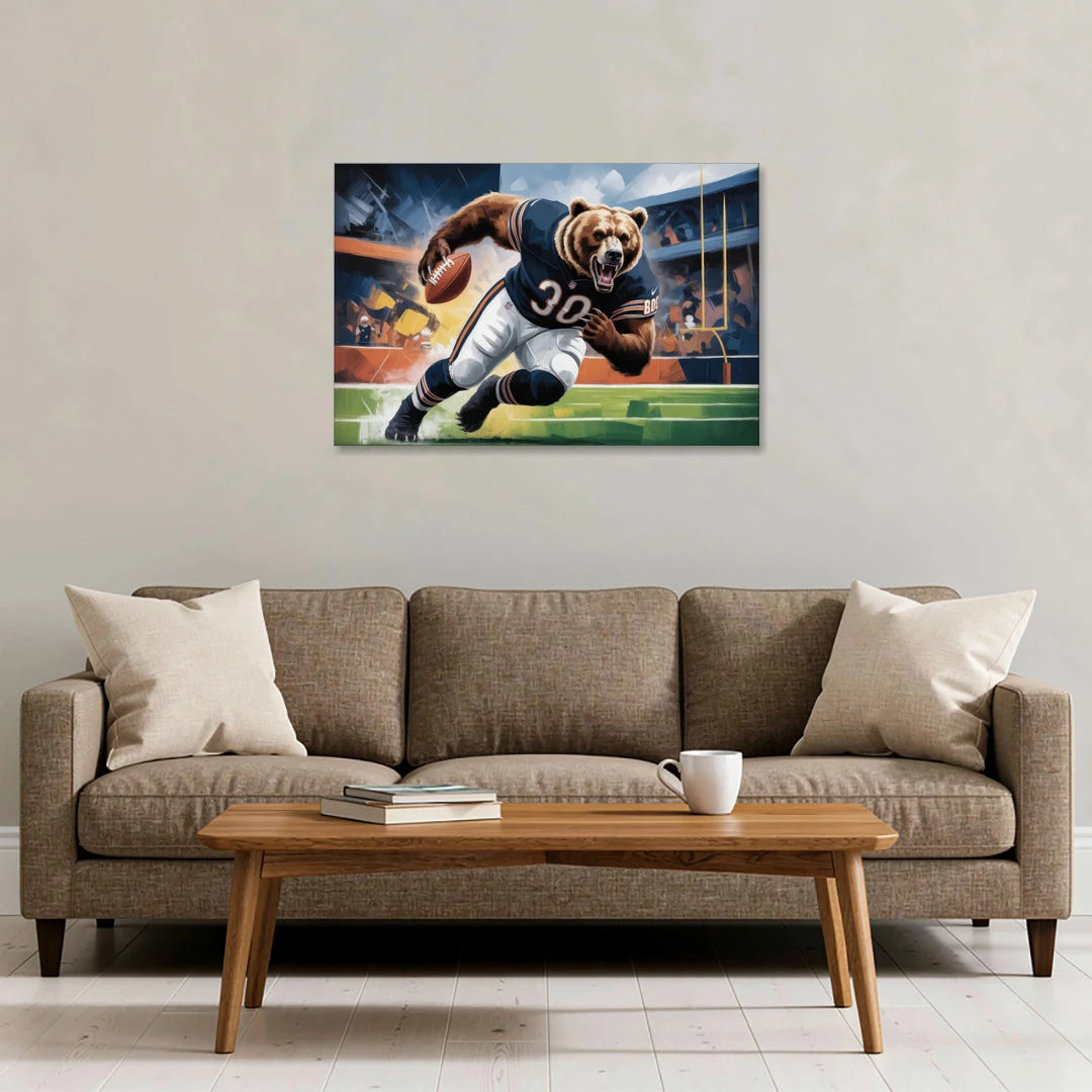 Chicago Bears Impressionistic Bear Art - Canvas Wall Art - Sofa - 36x24