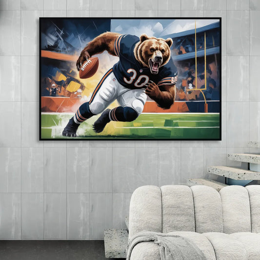 Chicago Bears Impressionistic Bear Art Living Room - Black Canvas Wall Art