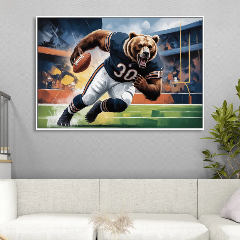 Chicago Bears Impressionistic Bear Art Living Room - White Canvas Wall Art