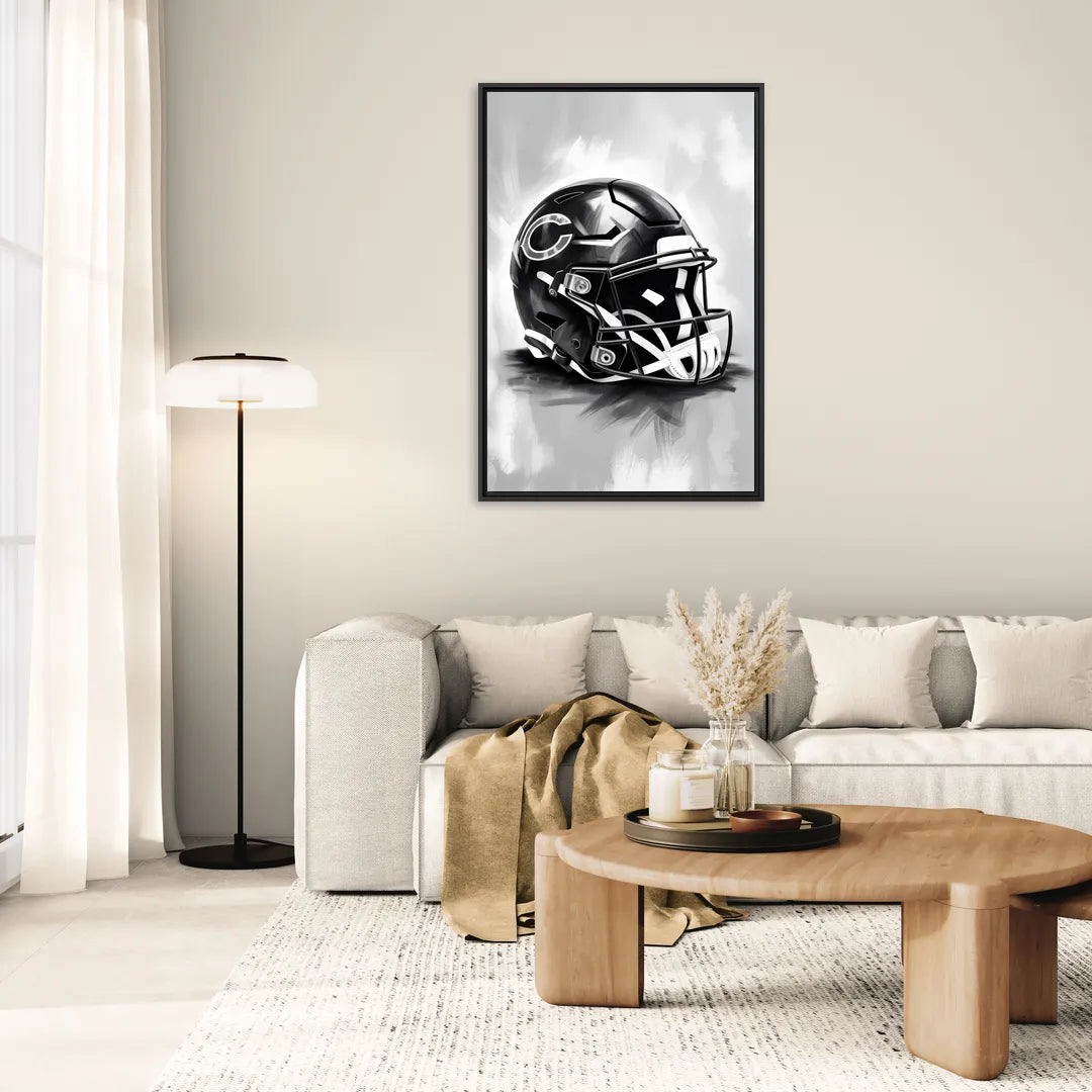 Chicago Bears Vintage Helmet Design - Living Room Black Frame Canvas
