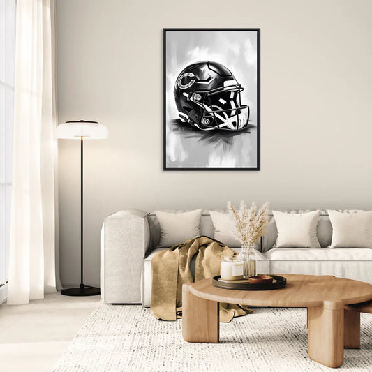 Chicago Bears Vintage Helmet Design - Living Room Black Frame Canvas