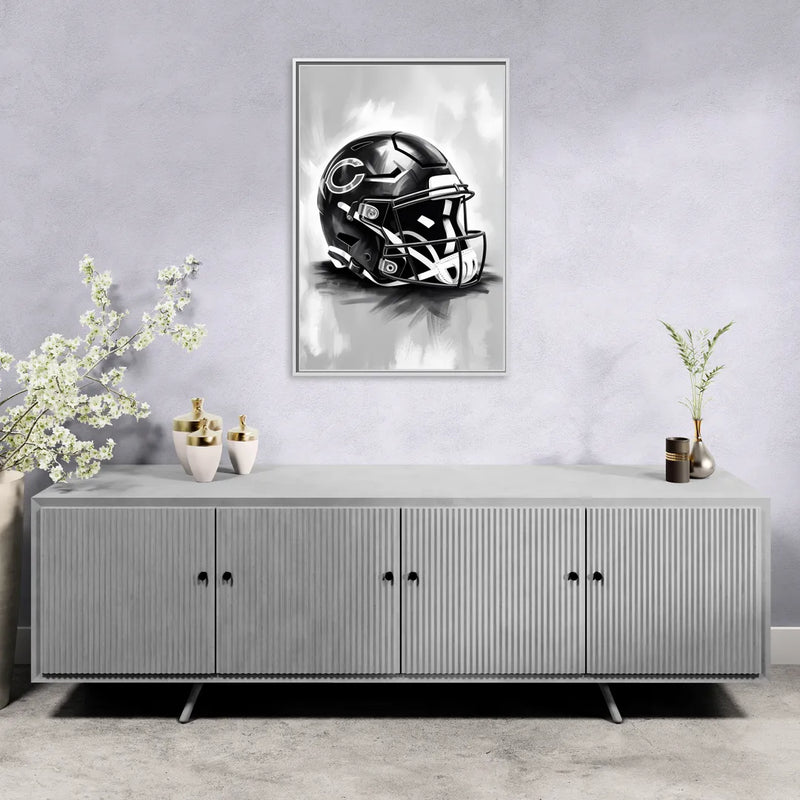 Chicago Bears Vintage Helmet Design - Living Room White Frame Canvas