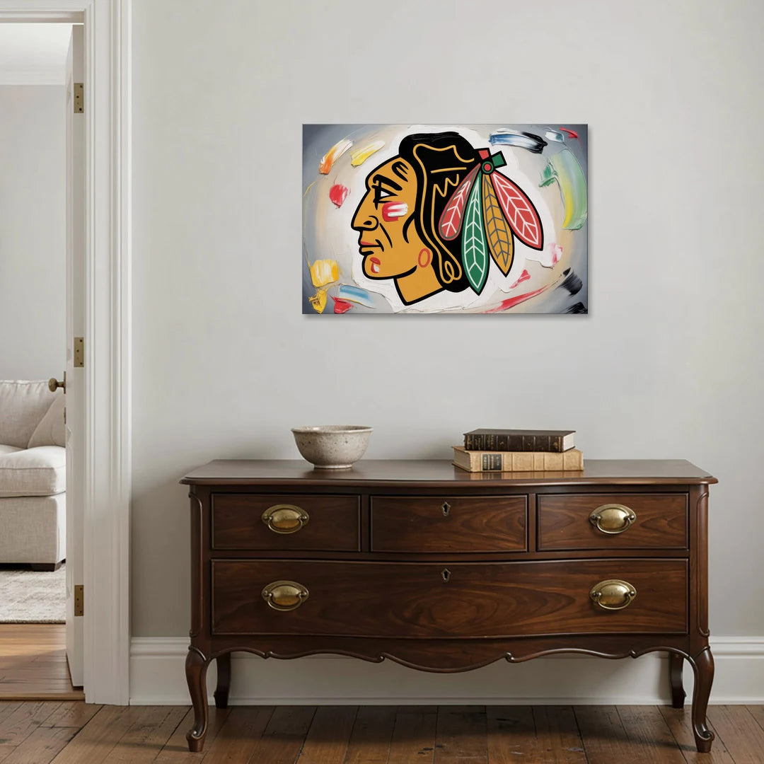 Chicago Blackhawks Classic Logo Redux - Canvas Wall Art - Coffee Table - 36x24