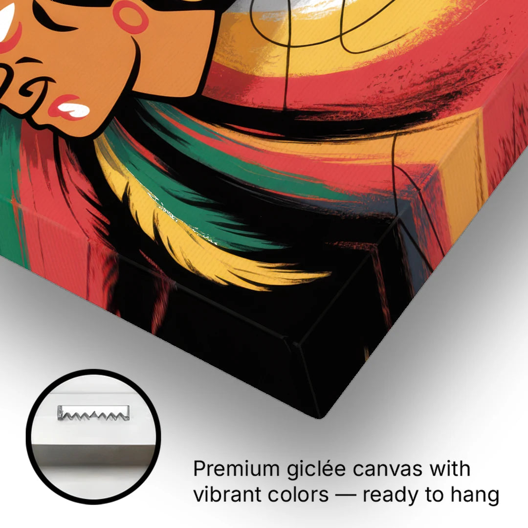 Chicago Blackhawks Dynamic Abstract Art Hockey and Feathers - Canvas Wall Art - Gallery Wrap Corner