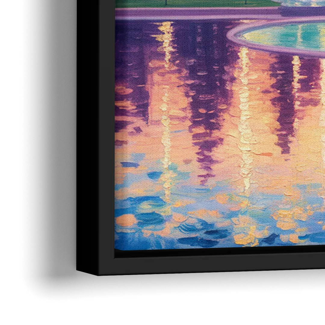 Chicago Buckingham Fountain at Dusk - Close-Up Black Frame Canvas