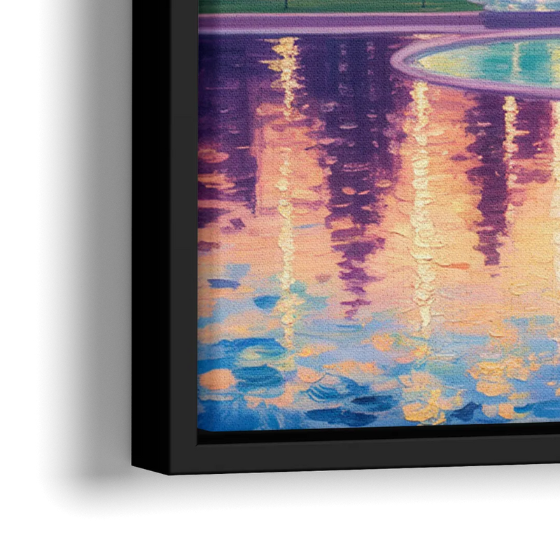 Chicago Buckingham Fountain at Dusk - Close-Up Black Frame Canvas