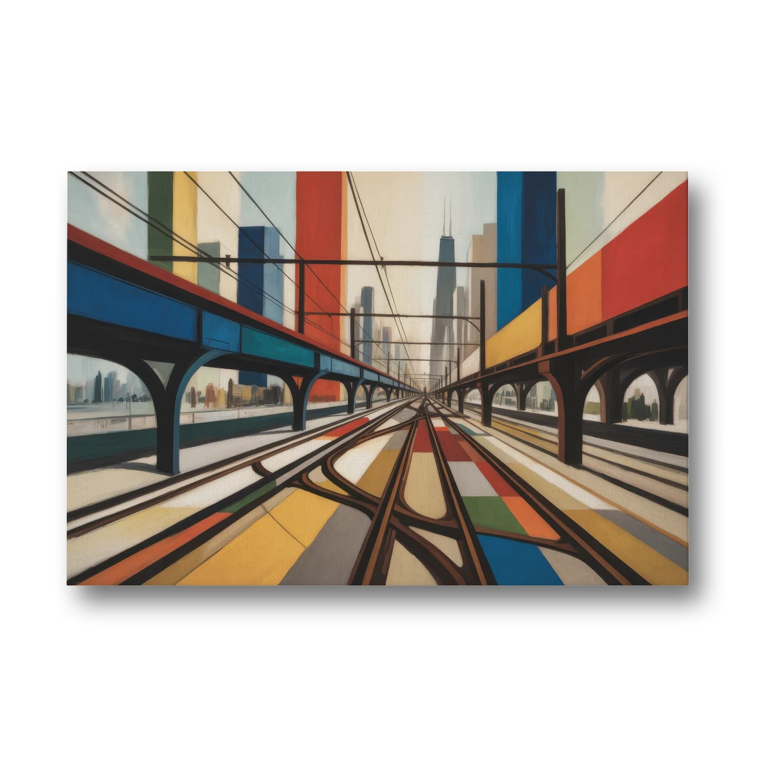 Chicago CTA Train Lines Pop Art - Canvas Wall Art - Front