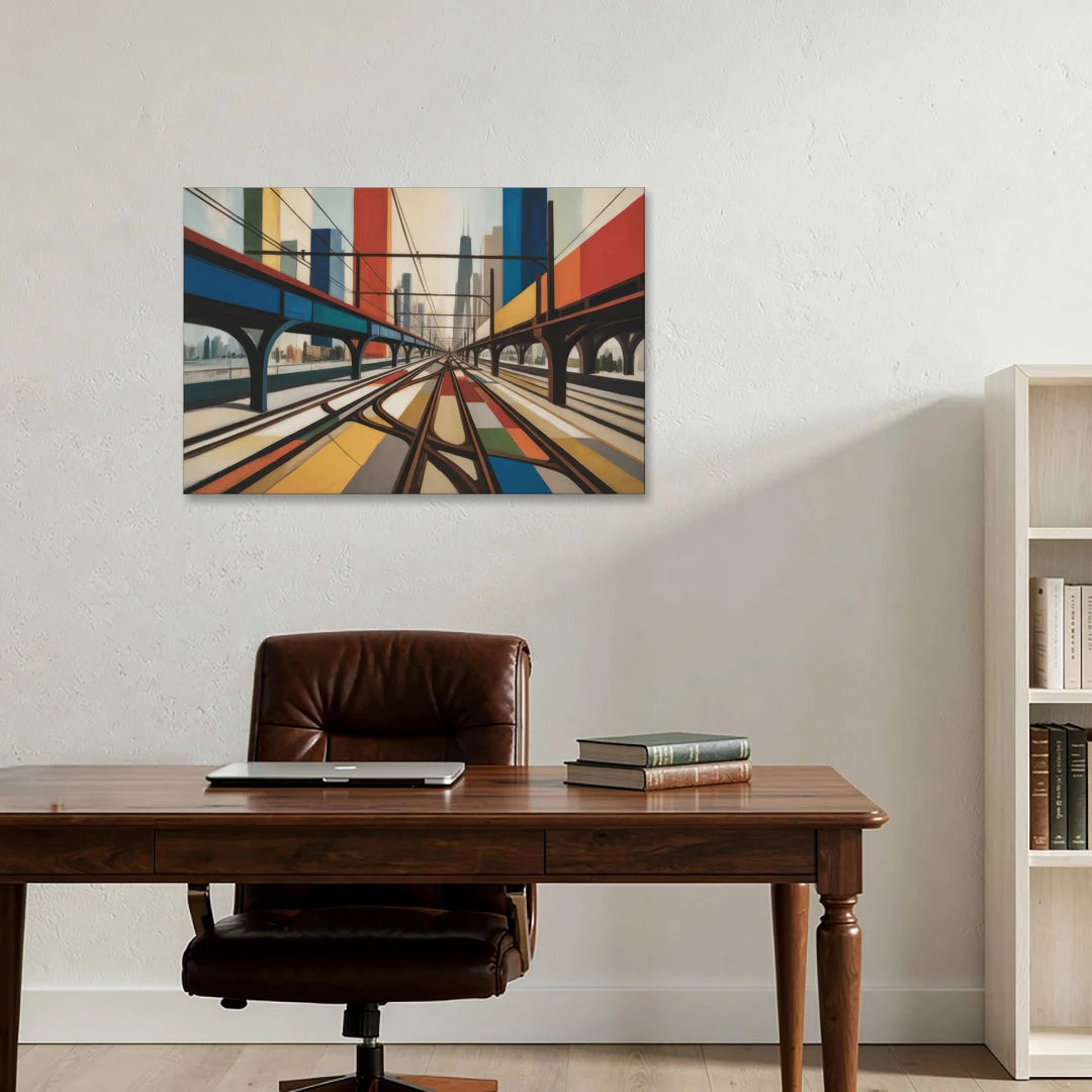 Chicago CTA Train Lines Pop Art - Canvas Wall Art - Office - 36x24