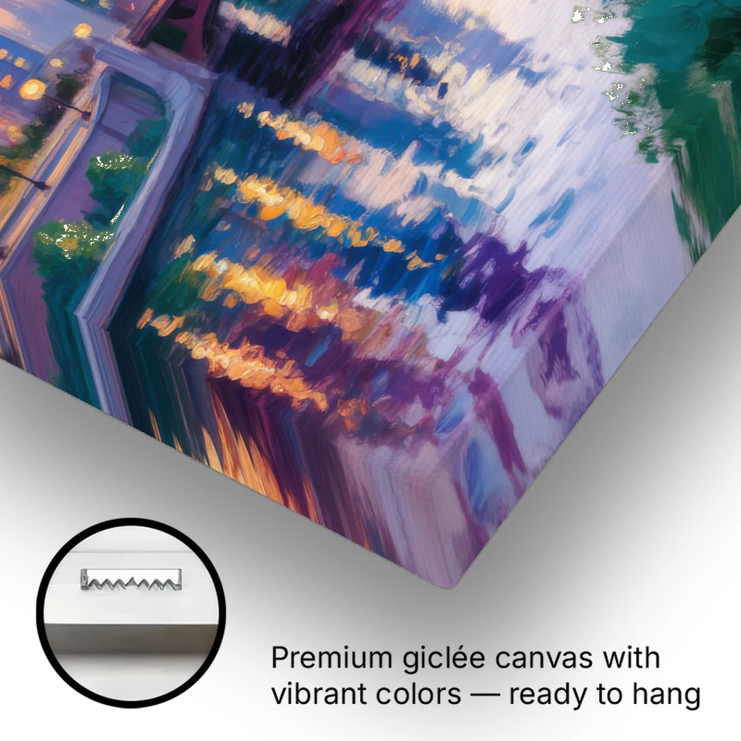 Chicago City Lights Long Exposure - Canvas Wall Art - Gallery Wrap Corner