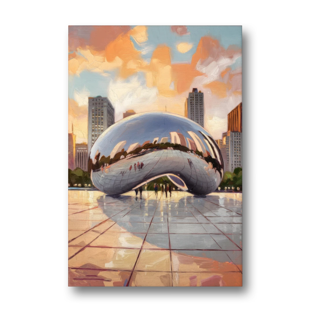 Chicago Cloud Gate Reflection - Canvas Wall Art - Front
